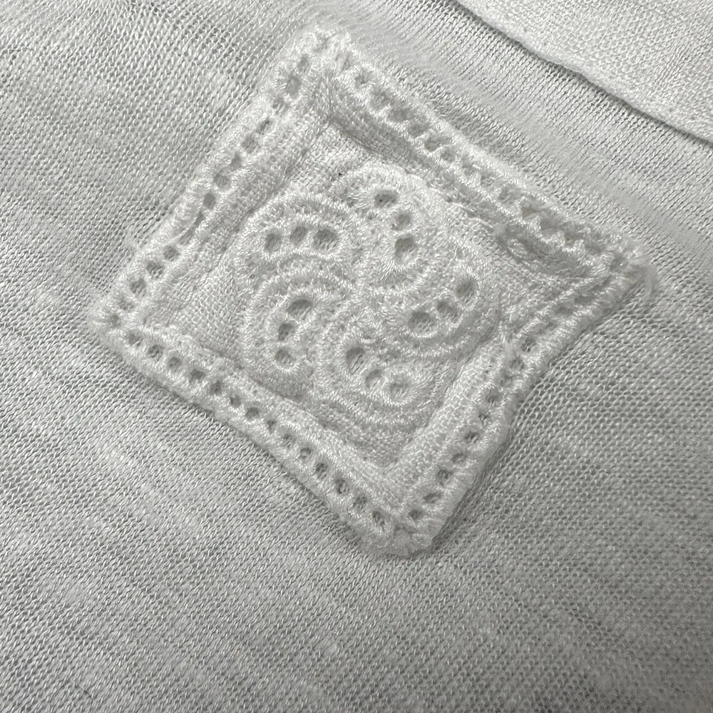 NWT 120% Lino Long Sleeve Women Linen T-Shirt White - Picture 7 of 10